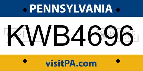 KWB4696 Pennsylvania License Plate