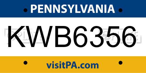KWB6356 Pennsylvania License Plate