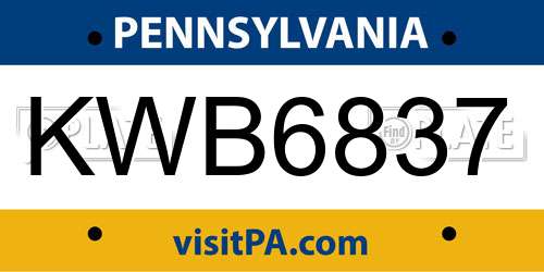 KWB6837 Pennsylvania License Plate