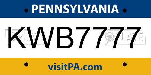 KWB7777 Pennsylvania License Plate