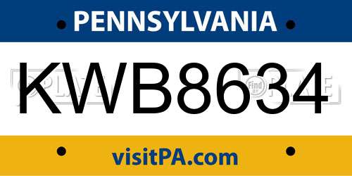 KWB8634 Pennsylvania License Plate