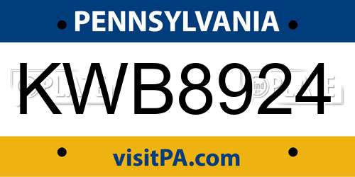 KWB8924 Pennsylvania License Plate