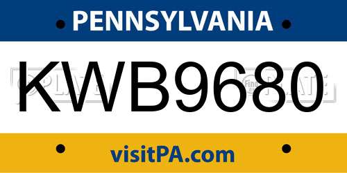 KWB9680 Pennsylvania License Plate