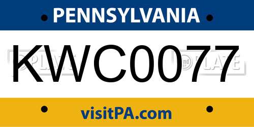 KWC0077 Pennsylvania License Plate