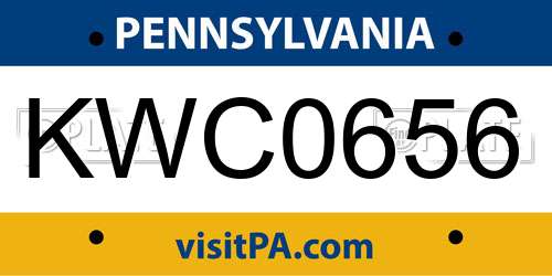 KWC0656 Pennsylvania License Plate