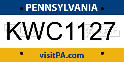 KWC1127 Pennsylvania License Plate