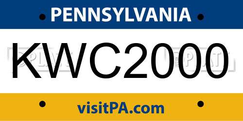 KWC2000 Pennsylvania License Plate