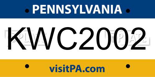 KWC2002 Pennsylvania License Plate