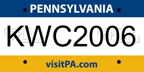 KWC2006 Pennsylvania License Plate