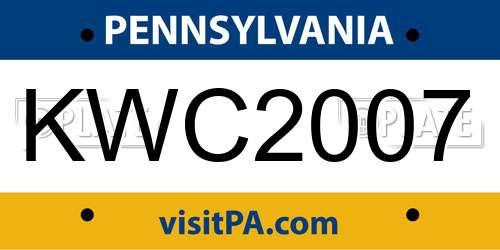 KWC2007 Pennsylvania License Plate