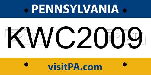 KWC2009 Pennsylvania License Plate