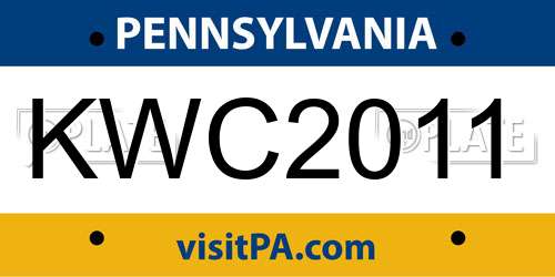 KWC2011 Pennsylvania License Plate
