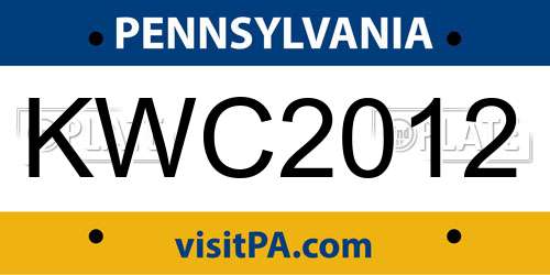KWC2012 Pennsylvania License Plate
