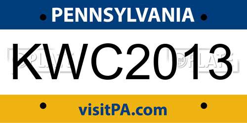 KWC2013 Pennsylvania License Plate