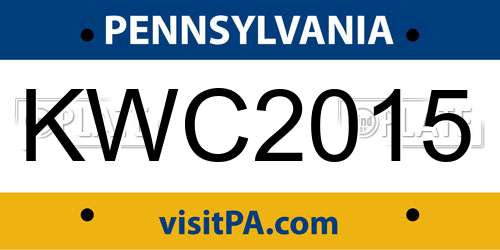 KWC2015 Pennsylvania License Plate