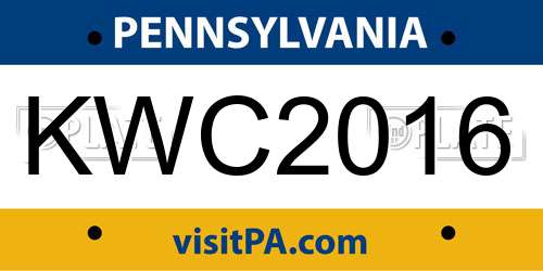 KWC2016 Pennsylvania License Plate