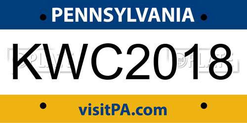 KWC2018 Pennsylvania License Plate