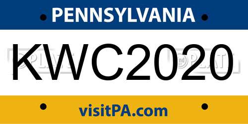 KWC2020 Pennsylvania License Plate