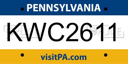 KWC2611 Pennsylvania License Plate