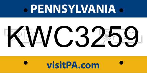 KWC3259 Pennsylvania License Plate