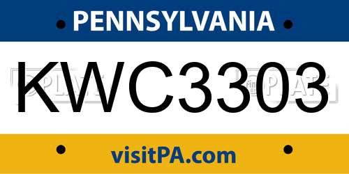 KWC3303 Pennsylvania License Plate