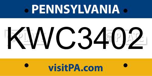 KWC3402 Pennsylvania License Plate