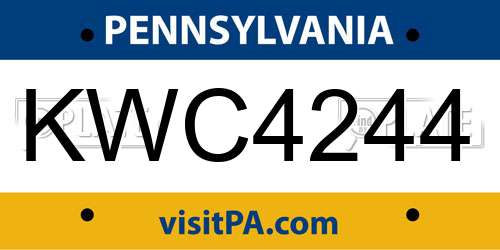 KWC4244 Pennsylvania License Plate