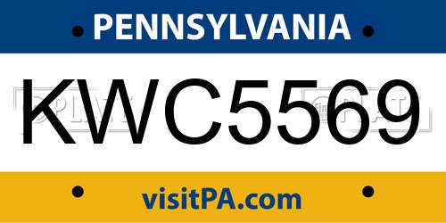 KWC5569 Pennsylvania License Plate