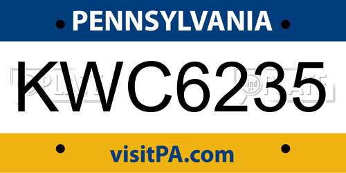 KWC6235 Pennsylvania License Plate