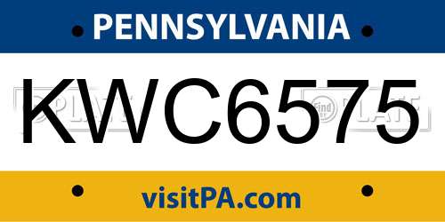 KWC6575 Pennsylvania License Plate