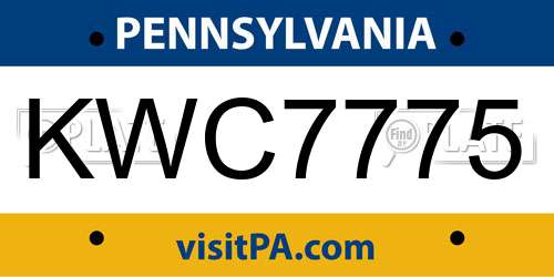 KWC7775 Pennsylvania License Plate
