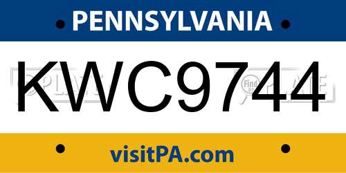 KWC9744 Pennsylvania License Plate