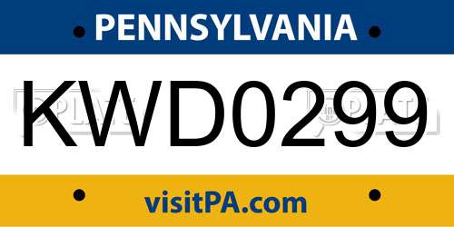 KWD0299 Pennsylvania License Plate