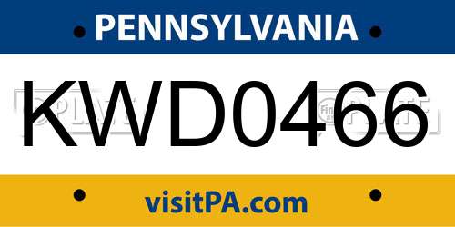 KWD0466 Pennsylvania License Plate