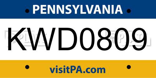 KWD0809 Pennsylvania License Plate