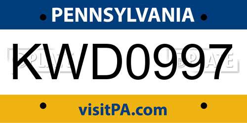 KWD0997 Pennsylvania License Plate