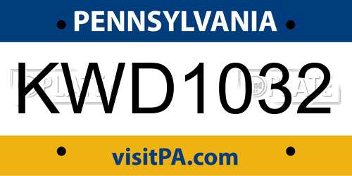 KWD1032 Pennsylvania License Plate
