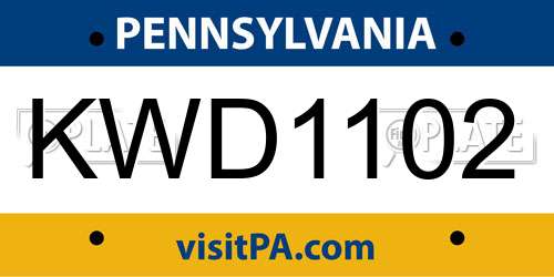 KWD1102 Pennsylvania License Plate