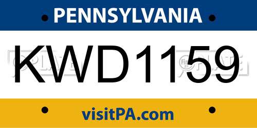 KWD1159 Pennsylvania License Plate