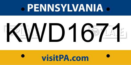 KWD1671 Pennsylvania License Plate