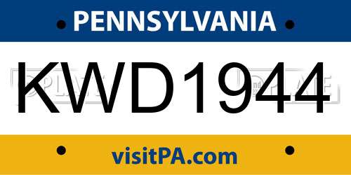 KWD1944 Pennsylvania License Plate