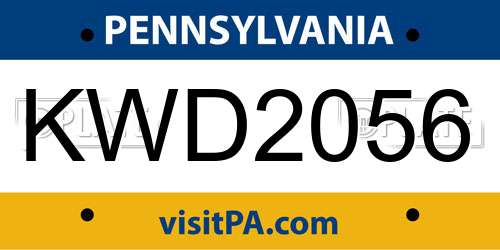 KWD2056 Pennsylvania License Plate