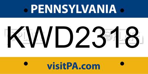 KWD2318 Pennsylvania License Plate