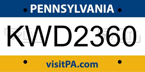 KWD2360 Pennsylvania License Plate