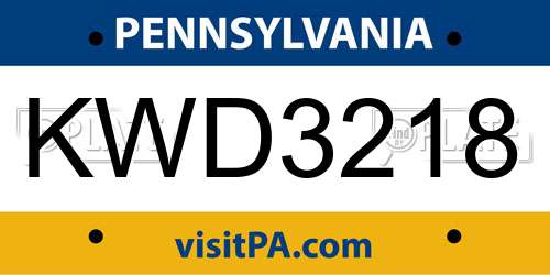 KWD3218 Pennsylvania License Plate