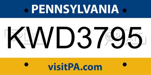 KWD3795 Pennsylvania License Plate