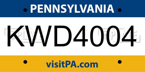 KWD4004 Pennsylvania License Plate