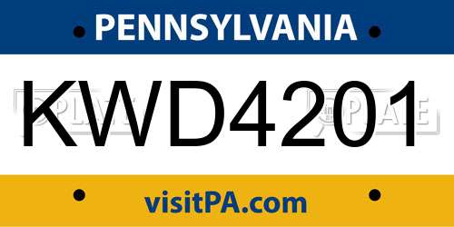 KWD4201 Pennsylvania License Plate