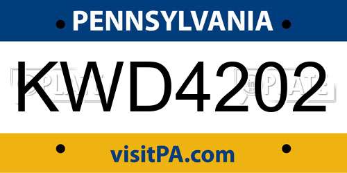 KWD4202 Pennsylvania License Plate