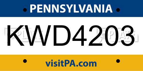 KWD4203 Pennsylvania License Plate